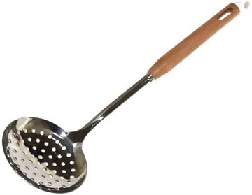 Łyżka Szumówka Cedzakowa Stal Drewno 37cm