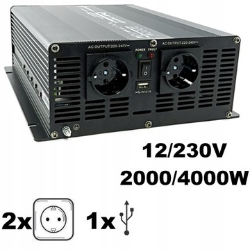 INWERTER NAPIĘCIA 12V/230V MOC 2000W / 4000W