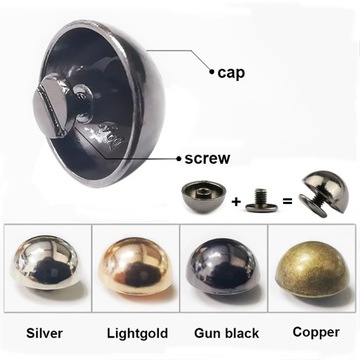 10 шт., металлические куполообразные заклепки, винты, шипы, грибы, панк, пятна, одежда