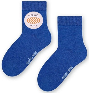 skarpety WEŁNIANE dziecięce MERINO skarpetki steven 130 jeans # 32-34