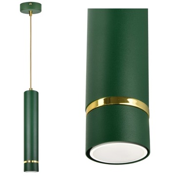 Lampa Sufitowa TUBA Zwis Zielona Złota LED młodzież dzieci loft nowoczesna