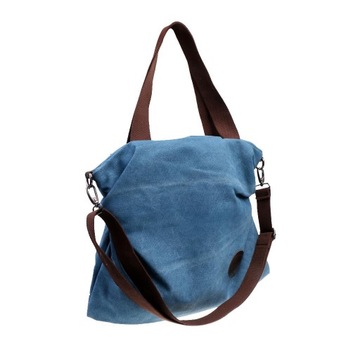 Modna damska torba na zakupy płócienna torba na ramię o dużej pojemności Tote Blue