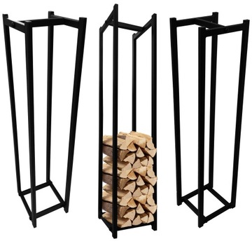 STOJAK NA DREWNO KOMINKOWE KOSZ XXL METALOWY CZARNY MOCNY SOLIDNY 120cm