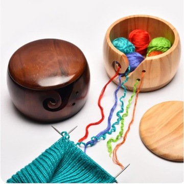 ДЕРЕВЯННАЯ ЧАШКА С КРЫШКОЙ + 12 КРЮЧКОВ ДЛЯ ВЯЗАНИЯ крючком своими руками