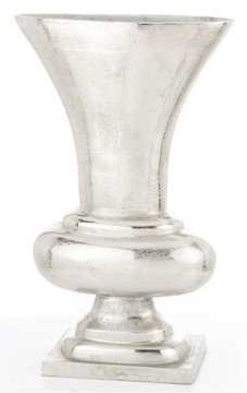 Серебряная высокая металлическая продолговатая ваза с крышками для цветочных горшков.