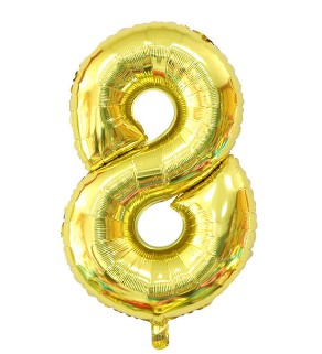 BALON FOLIOWY CYFERKA CYFRA 8 ZŁOTA GIGANT 80CM