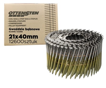Gwoździe bębnowe gładkie czarne drut 16° 2,1x40mm 12,6tys