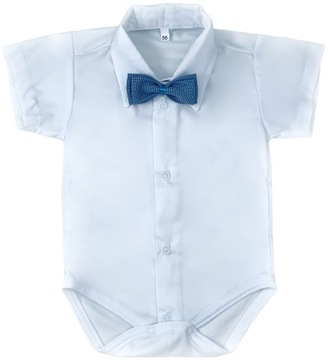 KOSZULOBODY + MUSZKA białe wizytowe 86 cm Chrzest