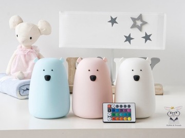 Rabbit + Friends СИЛИКОНОВАЯ Лампа Teddy Bear, БЕЛЫЙ ПУЛЬТ