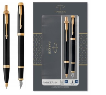 PARKER IM BLACK GT CZARNY ZE ZŁOTYMI WYKOŃCZENIAMI PIÓRO WIECZNE I DŁUGOPIS