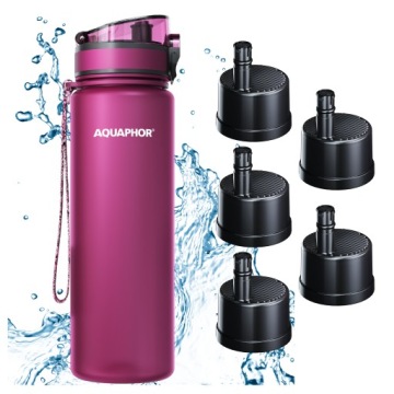 Filtrační láhev Filtr Lahev Na Pití Aquaphor City 800 ml Bordová Sada 5 náplní