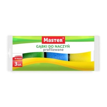 Gąbka do zmywania naczyń profilowana MASTER 3 szt.