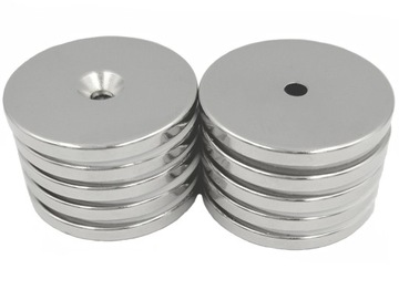 MAGNES NEODYMOWY MOCNY 25x3 mm Z OTWOREM 7/3,5 mm POD WKRĘT ZESTAW 10 SZTUK