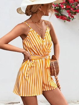 Sukienka Kombinezon Damski Wiązany Krótki Na Ramiączkach [XL] pomarańczowy