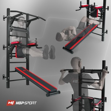 Устойчивые, многофункциональные брусья с лестницей, наклонной скамьей, штангой.