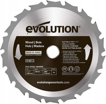 Tarcza do drewna Evolution 185 mm 18 TCT JAPAN