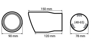 НАКОНЕЧНИК ВЫХЛОПНОЙ ДЕКОРИРОВАНИЯ ХРОМ БОЛЬШОЙ КРУГЛЫЙ 90 мм