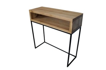 KONSOLA LOFT Z PÓŁKĄ 80 CM LITY DĄB