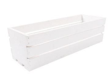 BIAŁA DREWNIANA SKRZYNKA NA KWIATY I ZIOŁA 50x18x15 cm