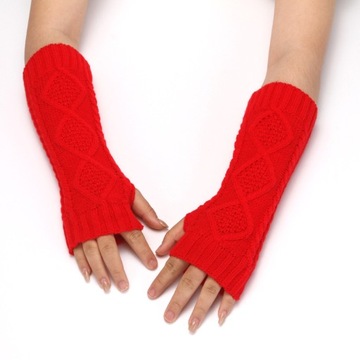 Rękawiczki półpalcowe damskie ramię rękaw czerwony