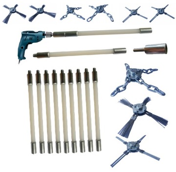 НАБОР ЩЕТКОВ ДЛЯ ЧИСТКИ ДЫМОХОДА СНИЗУ ДЛЯ ДРЕЛЬ, WAWAK LANCE X 9M