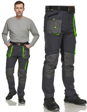 Spodnie do pasa robocze ochronne SZARE STRETCH SLIM dopasowane męskie 54