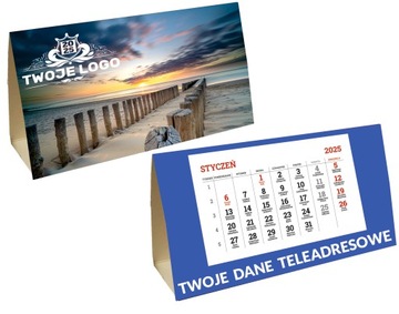 НАСТОЛЬНЫЙ КАЛЕНДАРЬ ПИРАМИДКА 2025 ЛОГО на столе с ПРИНТОМ - 50 шт.