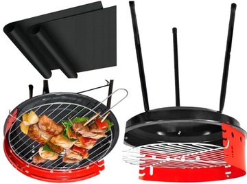 GRILL WĘGLOWY OGRODOWY PRZENOŚNY TURYSTYCZNY NA LATA+ GRATIS MATA