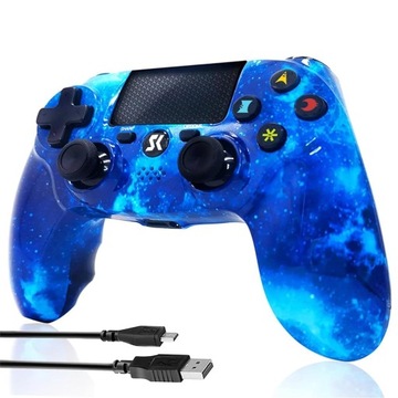 Kontroler PS4/Pro/Slim/PC Blue Galaxy podwójna wibracja audio CHENGDAO