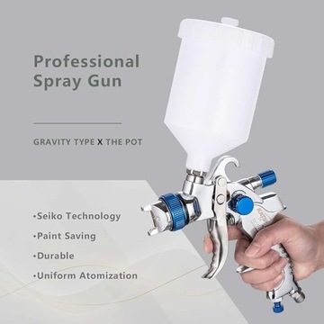 PISTOLET LAKIERNICZY HVLP 2008 DO MALOWANIA 600ml 4X DYSZA 1.3 1.4 1.7 2.0n