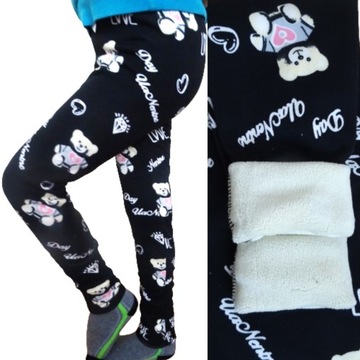 Legginsy ocieplane dziewczęce THERMO polar futerkiem GETRY spodnie 158-164