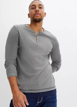 B.P.C szara bluzka męska z długim rękawem bawełna organiczna ^56/58, XL