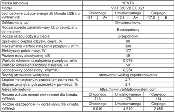Рекуператор ВЕНТС ВУТ 350 ВБ ЕС А21