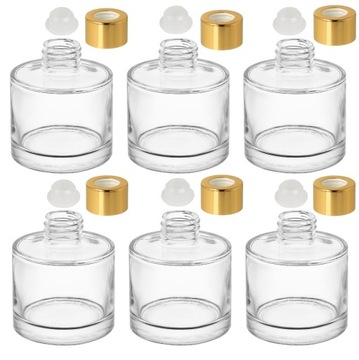 Dyfuzor zapachowy butelka pojemnik na dyfuzor 100 ml okrągły GOLD 6 sztuk