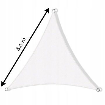 ŻAGIEL PRZECIWSŁONECZNY WODOODPORNY OGRODOWY ZIELONY TRÓJKĄT WYMIAR 3,6m