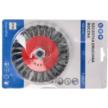 SZCZOTKA DRUCIANA do SZLIFIERKI KĄTÓWKI KĄTOWEJ 125mm M14 BOCZNA DO RDZY