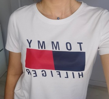 Tommy Hilfiger biały t-shirt koszulka logo S -20%