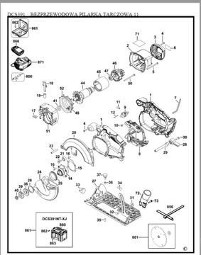 Wyłącznik Dewalt DCS391 typ 11