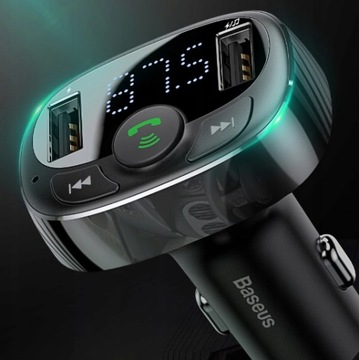 FM-передатчик Bluetooth, зарядное устройство MP3, 2 порта USB BASEUS