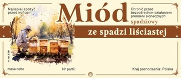 Etykiety na miód ze spadzi liściastej (100szt) - wzór E281