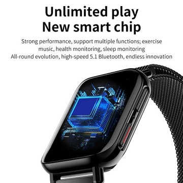 Умные часы с сенсорным экраном, Full Touch, черный силикон