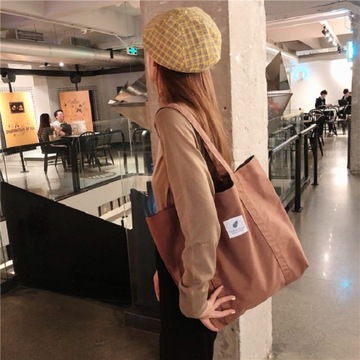 КОРИЧНЕВАЯ СУМКА НА ПЛЕЧЕ БОЛЬШАЯ ГОРОДСКАЯ СУМКА ИЗ ХОЛСТА ДЛЯ МОЛОДЕЖИ ДЛЯ ШКОЛЫ