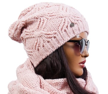 BEANIE HAT Podwójna Czapka Damska Smerfetka CIEPŁA
