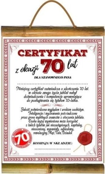 Dyplom Prezent Na 70 Urodziny Dla Pana Mężczyzny