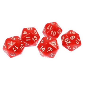 ZESTAW 10 KOSTEK K20 RPG CZERWONA KOŚĆ DWUDZIESTOŚCIENNA