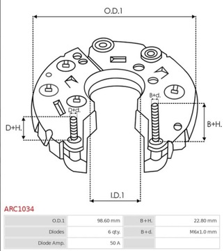 Mostek diodowy alternatora ARC1034