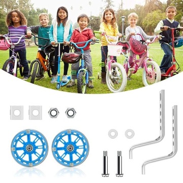 СВЕТОДИОДНЫЕ БОКОВЫЕ КОЛЕСА ДЛЯ ВЕЛОСИПЕДА 12–20 ДЮЙМОВ, СТАБИЛИЗАТОРЫ ВЕЛОСИПЕДА, СИНИЕ