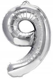 Balon foliowy 9 srebrny 30cm