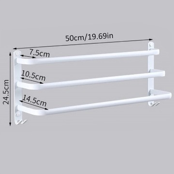 Wieszak na ręczniki łazienkowe z haczykami 50CM