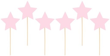 TOPPERY PIKERY DO BABECZEK RÓŻOWE GWIAZDKI 6 SZTUK